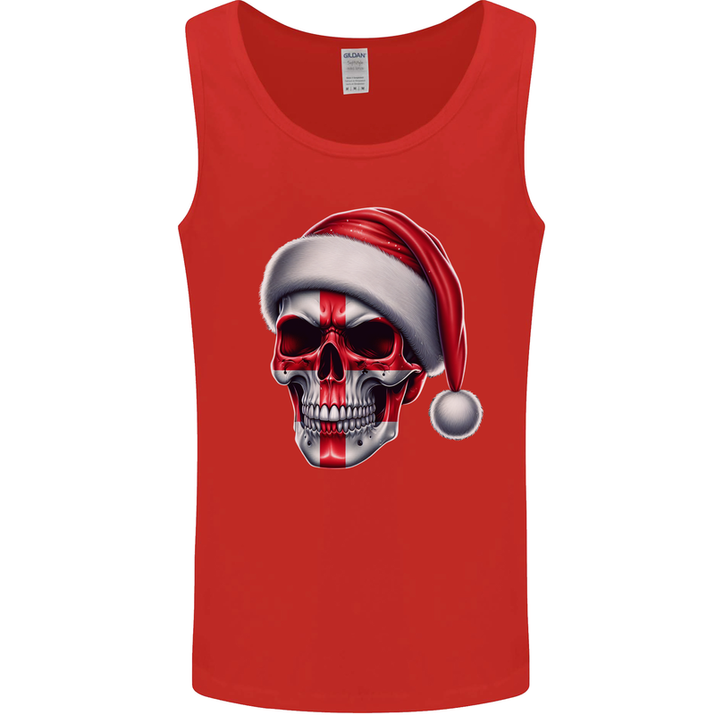 England Christmas Skull Xmas English Flag Biker Mens Vest Tank Top Red