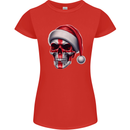 England Christmas Skull Xmas English Flag Biker Womens Petite Cut T-Shirt Red