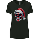 England Christmas Skull Xmas English Flag Biker Womens Wider Cut T-Shirt Black