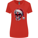 England Christmas Skull Xmas English Flag Biker Womens Wider Cut T-Shirt Red