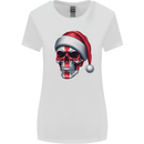 England Christmas Skull Xmas English Flag Biker Womens Wider Cut T-Shirt White