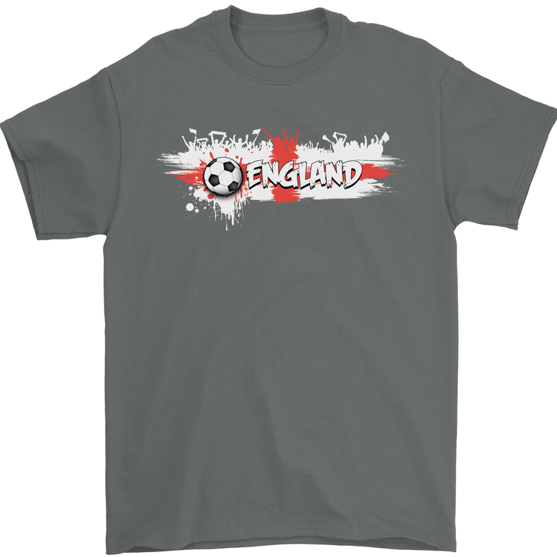 England Flag Football Mens T-Shirt 100% Cotton Charcoal