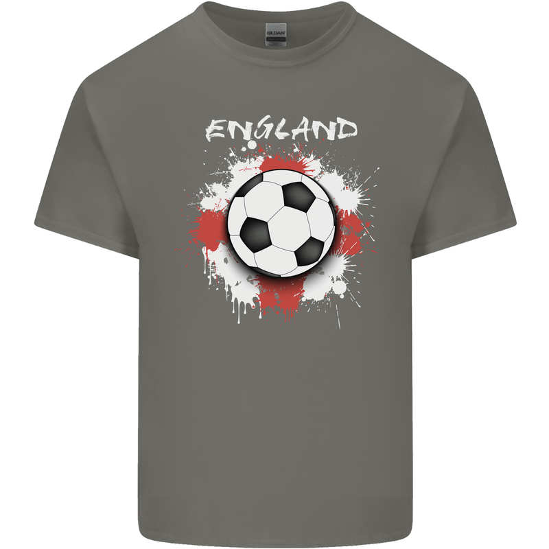 England Flag Football St George Cross Mens Cotton T-Shirt Tee Top Charcoal
