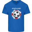 England Flag Football St George Cross Mens V-Neck Cotton T-Shirt Royal Blue