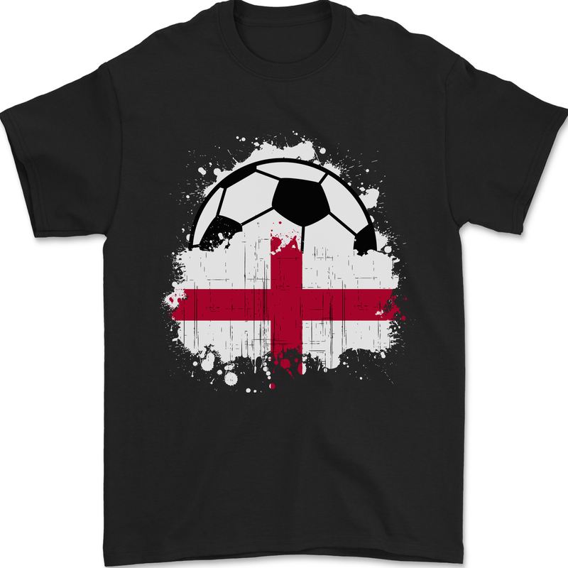 England Football Flag Mens T-Shirt 100% Cotton Black