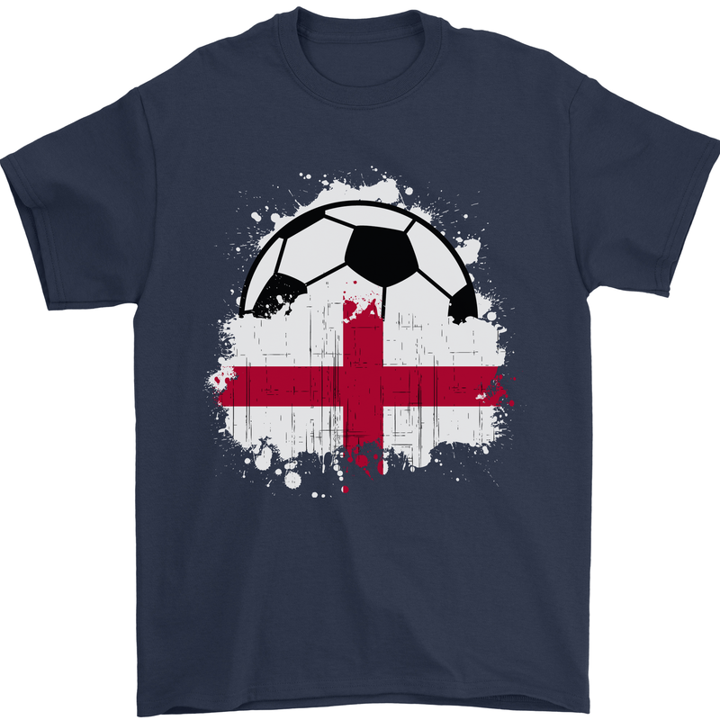 England Football Flag Mens T-Shirt 100% Cotton Navy Blue
