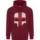 English Skull England Flag Gym Biker Childrens Kids Hoodie Maroon