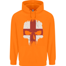 English Skull England Flag Gym Biker Childrens Kids Hoodie Orange