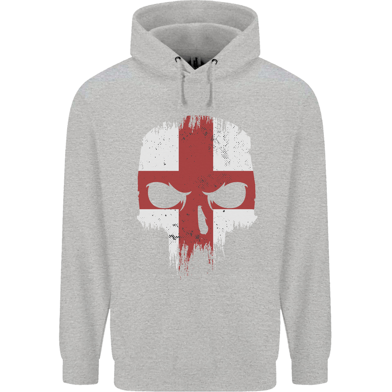 English Skull England Flag Gym Biker Childrens Kids Hoodie Sports Grey