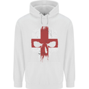 English Skull England Flag Gym Biker Childrens Kids Hoodie White