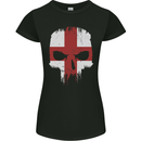 English Skull England Flag Gym Biker Womens Petite Cut T-Shirt Black