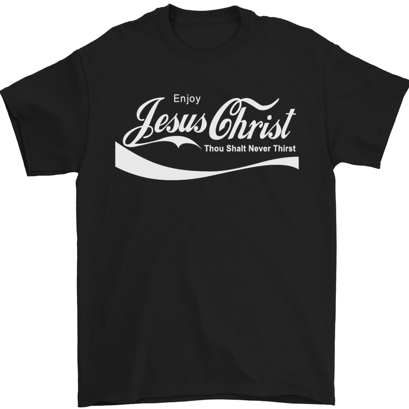 a black t - shirt that says enjoy jesus christ