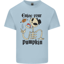 Enjoy Your Pumpkin Funny Halloween Skull Kids T-Shirt Childrens Light Blue