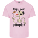 Enjoy Your Pumpkin Funny Halloween Skull Kids T-Shirt Childrens Light Pink