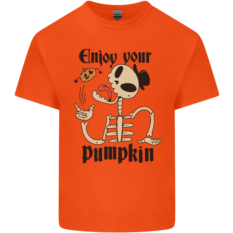 Enjoy Your Pumpkin Funny Halloween Skull Kids T-Shirt Childrens Orange