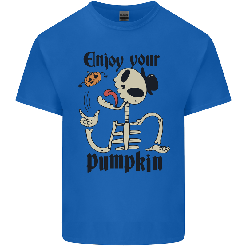 Enjoy Your Pumpkin Funny Halloween Skull Kids T-Shirt Childrens Royal Blue