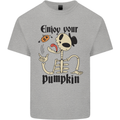 Enjoy Your Pumpkin Funny Halloween Skull Kids T-Shirt Childrens Sports Grey