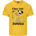 Enjoy Your Pumpkin Funny Halloween Skull Kids T-Shirt Childrens Yellow