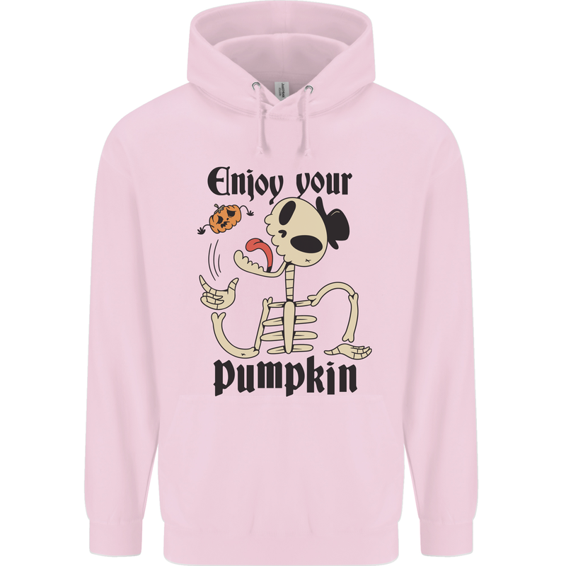 Enjoy Your Pumpkin Funny Halloween Skull Mens 80% Cotton Hoodie Light Pink