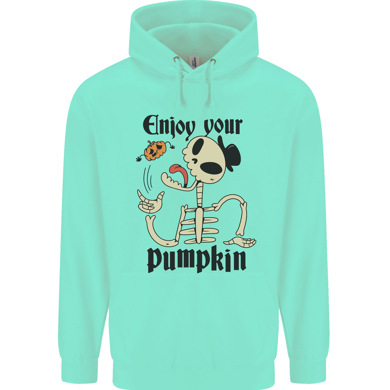 Enjoy Your Pumpkin Funny Halloween Skull Mens 80% Cotton Hoodie Peppermint