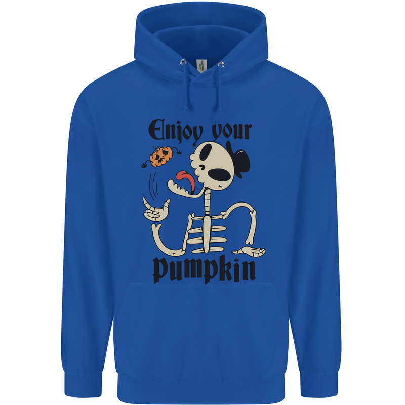 Enjoy Your Pumpkin Funny Halloween Skull Mens 80% Cotton Hoodie Royal Blue
