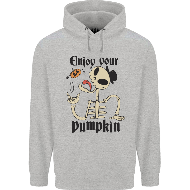 Enjoy Your Pumpkin Funny Halloween Skull Mens 80% Cotton Hoodie Sports Grey