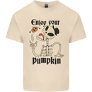 Enjoy Your Pumpkin Funny Halloween Skull Mens Cotton T-Shirt Tee Top Natural