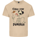 Enjoy Your Pumpkin Funny Halloween Skull Mens Cotton T-Shirt Tee Top Sand