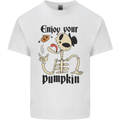 Enjoy Your Pumpkin Funny Halloween Skull Mens Cotton T-Shirt Tee Top White