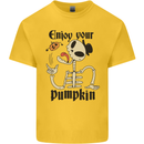Enjoy Your Pumpkin Funny Halloween Skull Mens Cotton T-Shirt Tee Top Yellow