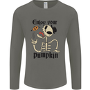 Enjoy Your Pumpkin Funny Halloween Skull Mens Long Sleeve T-Shirt Charcoal