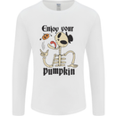 Enjoy Your Pumpkin Funny Halloween Skull Mens Long Sleeve T-Shirt White