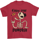 Enjoy Your Pumpkin Funny Halloween Skull Mens T-Shirt 100% Cotton Red
