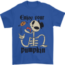 Enjoy Your Pumpkin Funny Halloween Skull Mens T-Shirt 100% Cotton Royal Blue