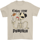 Enjoy Your Pumpkin Funny Halloween Skull Mens T-Shirt 100% Cotton Sand