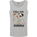 Enjoy Your Pumpkin Funny Halloween Skull Mens Vest Tank Top Sports Grey