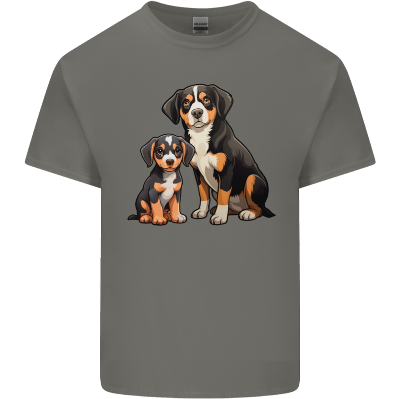 Entlebucher With Puppy Dog Kids T-Shirt Childrens Charcoal