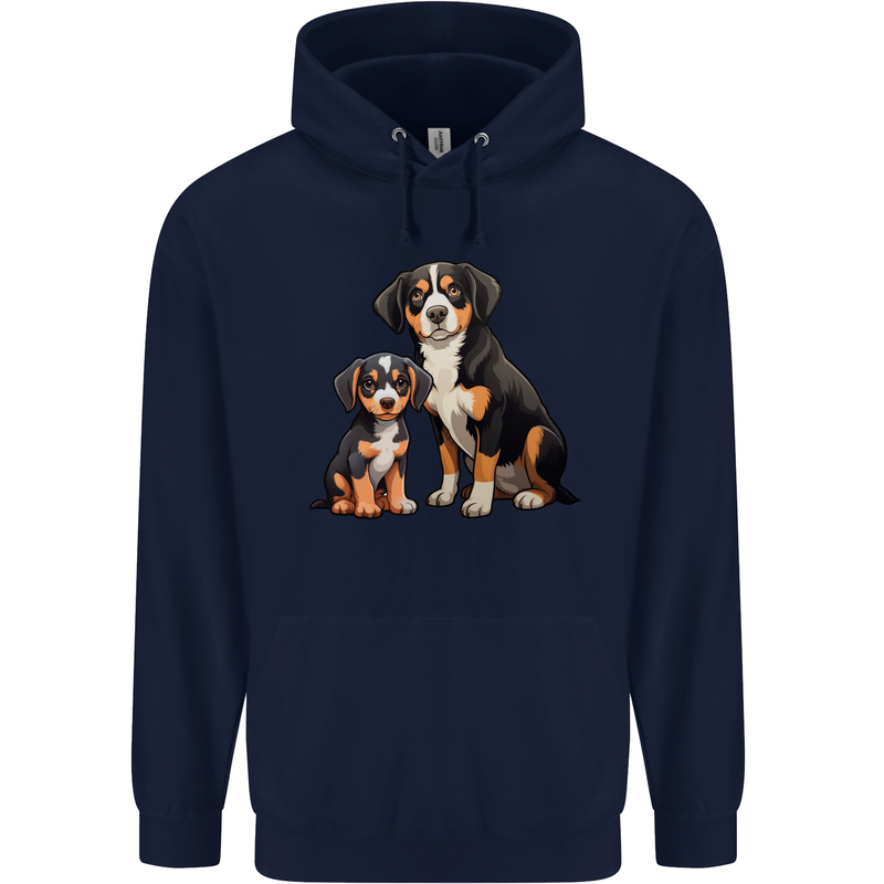 Entlebucher With Puppy Dog Mens 80% Cotton Hoodie Navy Blue
