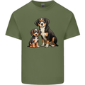 Entlebucher With Puppy Dog Mens Cotton T-Shirt Tee Top Military Green