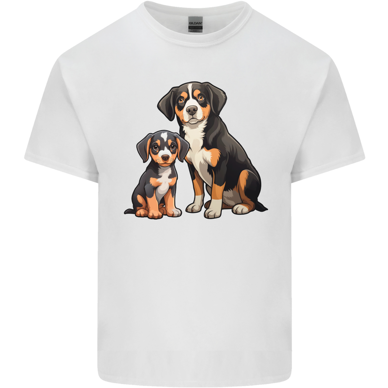 Entlebucher With Puppy Dog Mens Cotton T-Shirt Tee Top White