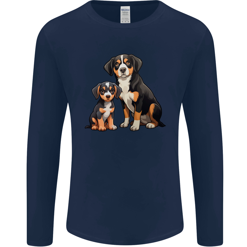 Entlebucher With Puppy Dog Mens Long Sleeve T-Shirt Navy Blue
