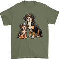 Entlebucher With Puppy Dog Mens T-Shirt 100% Cotton Military Green