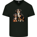Entlebucher With Puppy Dog Mens V-Neck Cotton T-Shirt Black