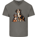 Entlebucher With Puppy Dog Mens V-Neck Cotton T-Shirt Charcoal