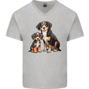 Entlebucher With Puppy Dog Mens V-Neck Cotton T-Shirt Sports Grey