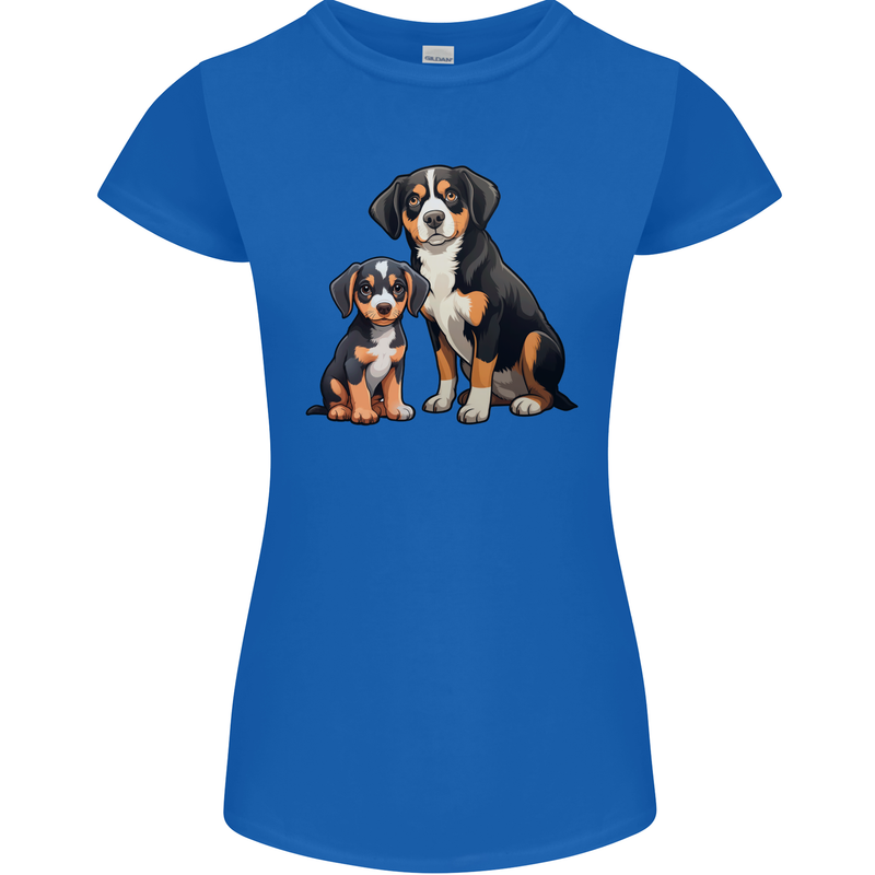 Entlebucher With Puppy Dog Womens Petite Cut T-Shirt Royal Blue