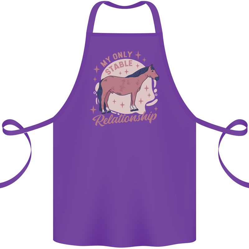 Equestrian Horse My Only Stable Relationship Cotton Apron 100% Organic Purple