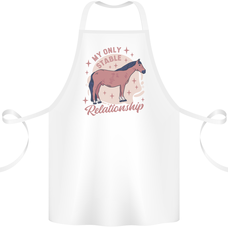 Equestrian Horse My Only Stable Relationship Cotton Apron 100% Organic White