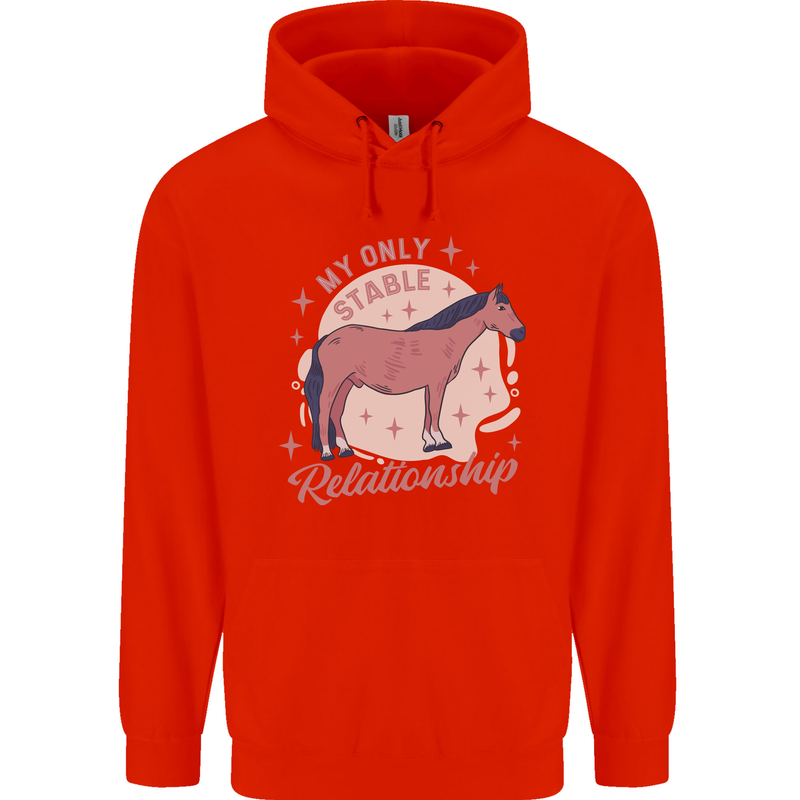 Equestrian Horse My Only Stable Relationship Mens 80% Cotton Hoodie Bright Red
