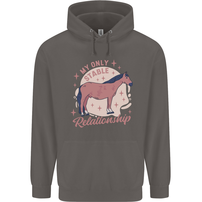 Equestrian Horse My Only Stable Relationship Mens 80% Cotton Hoodie Charcoal